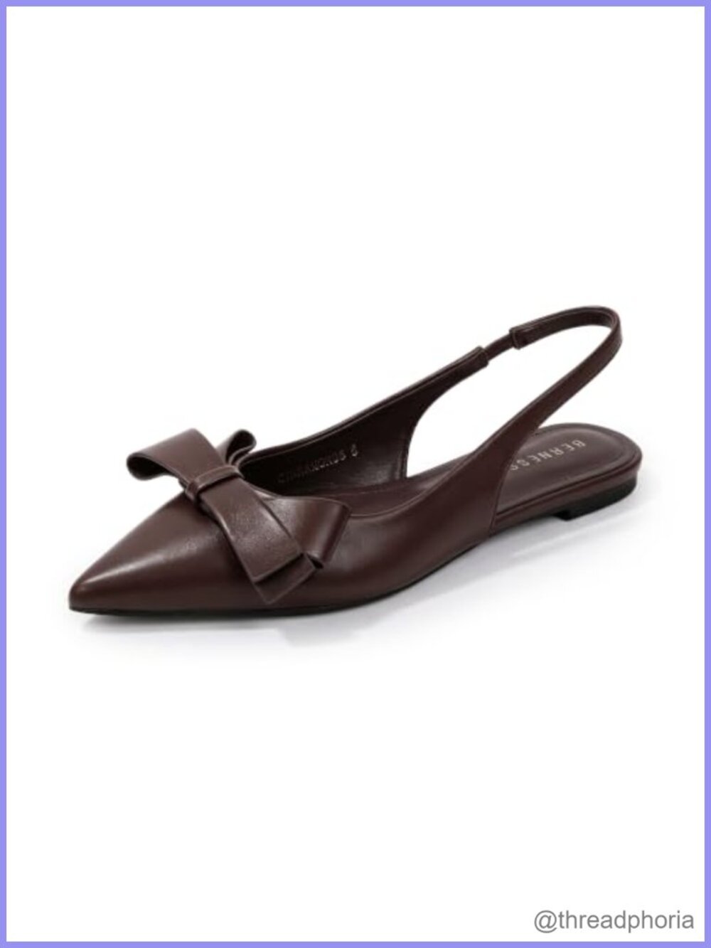 Berness Women's Faux Leather Slingback Flats Pointed Toe Bow Detail